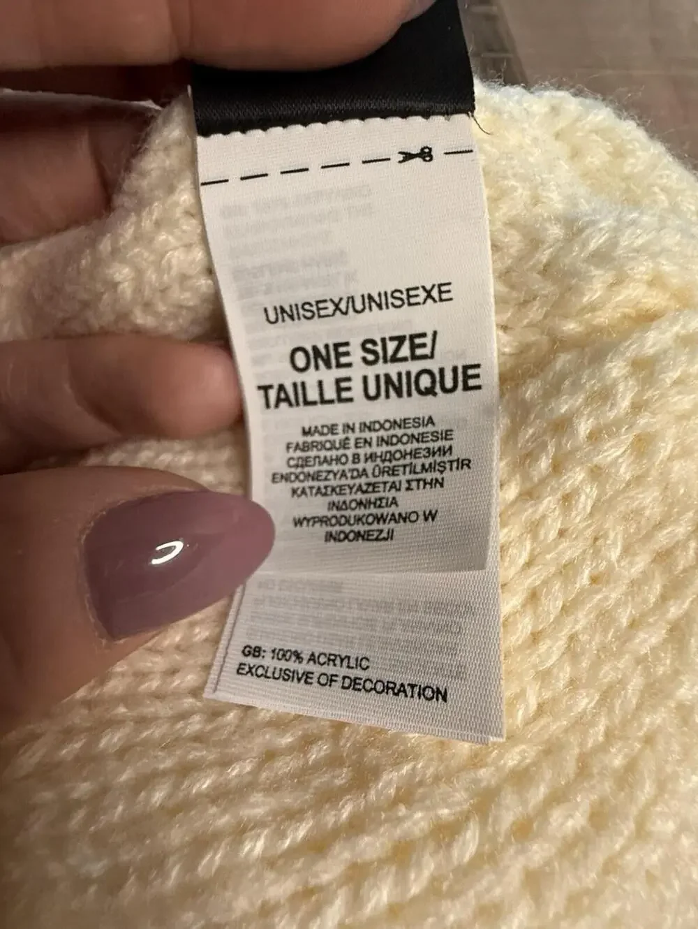 The North Face Cream Cable Knit Beanie Hat‎ Fleece Lined One Size-perfect cond